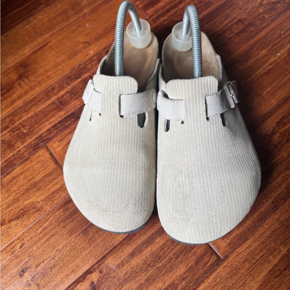 Birkenstock Boston Suede Embossed clogs - Corduroy Antique White Size 40 - Picture 10 of 13